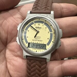 Vintage Wilson 40mm Dual Mens Watch‎ Digital & Analog 150FT "Analog Not Working"